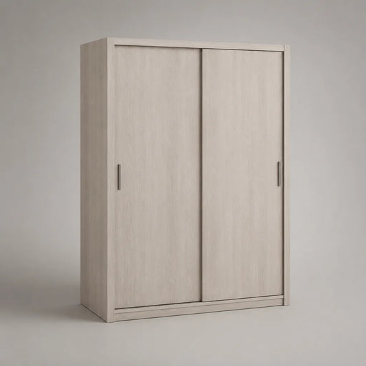 Armadio guardaroba in legno con 2 ante scorrevoli, rovere sbiancato, 120 × 60 × 200 cm