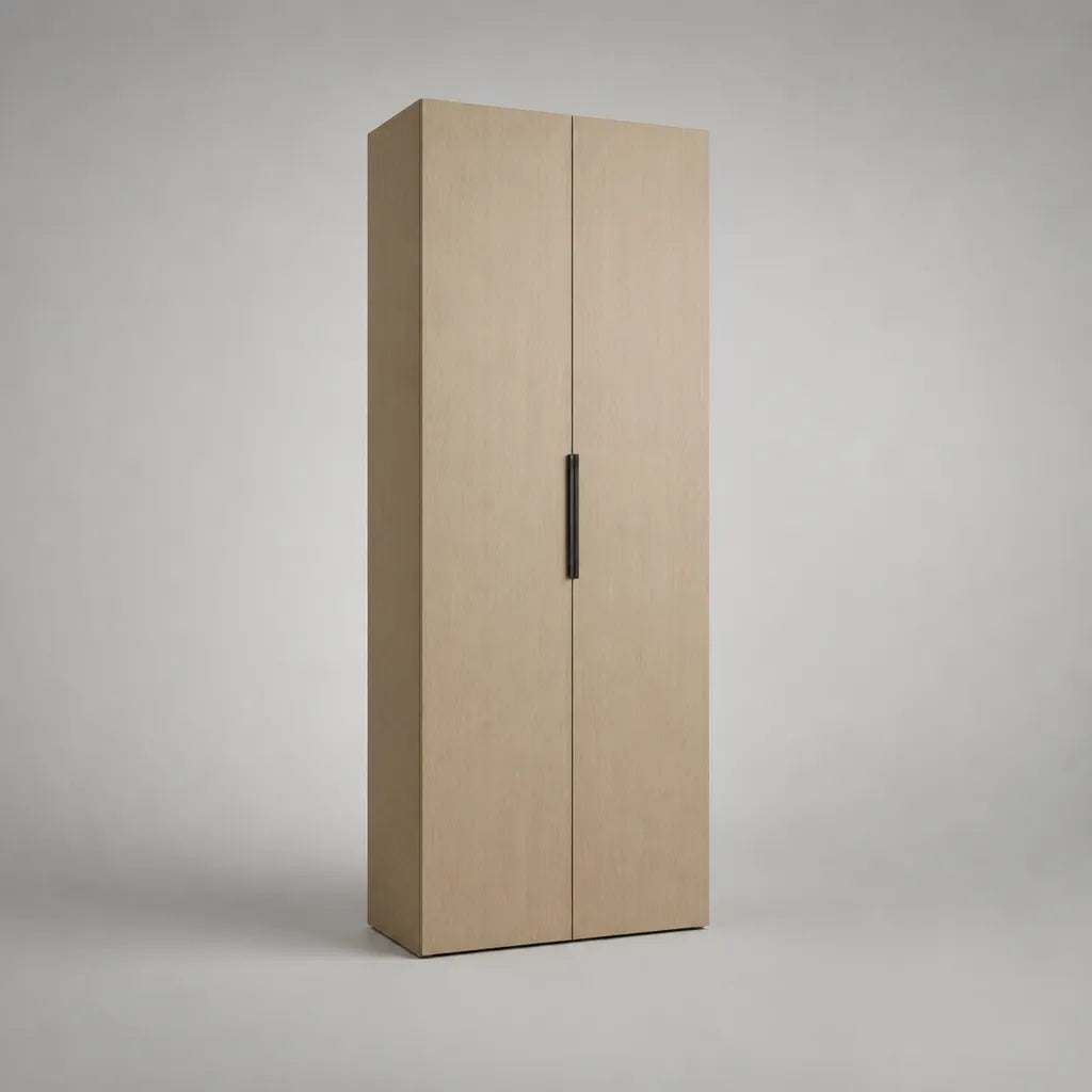 Armadio guardaroba a 2 ante in pannelli di particelle effetto rovere chiaro, 80 × 50 × 190 cm